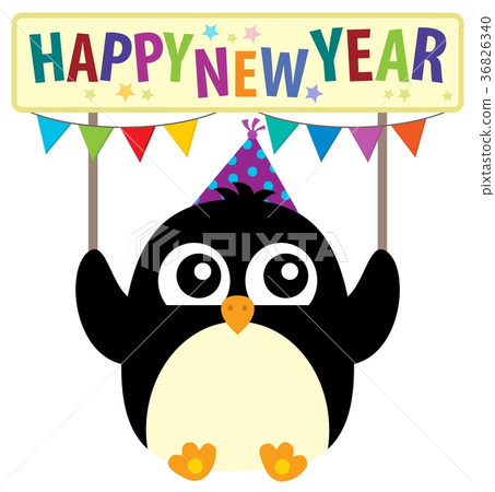 Happy New Year theme with cute penguin 36826340