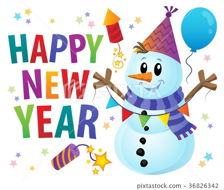 Happy New Year theme with snowman 1 36826342
