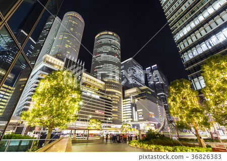 Nagoya city scenery Nagoya station night view 36826383
