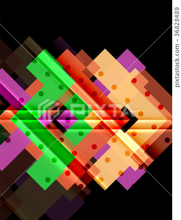 Colorful triangles and arrows on dark background 36828489