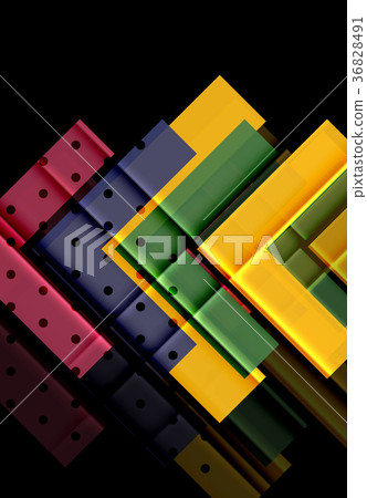 Colorful triangles and arrows on dark background 36828491