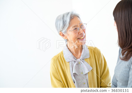 Grandmother and grandson young woman and old man Grandmother and grandson young woman and old man 36830131