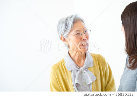 Grandmother and grandson young woman and old man Grandmother and grandson young woman and old man 36830132