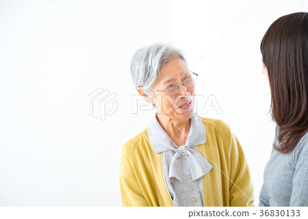 Grandmother and grandson young woman and old man Grandmother and grandson young woman and old man 36830133