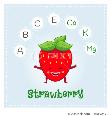 Strawberry fruit vitamin and minerals. Funny fruit 36830570