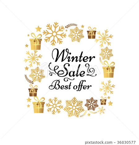 Winter Sale Best Offer Poster Made of Snowflakes 36830577