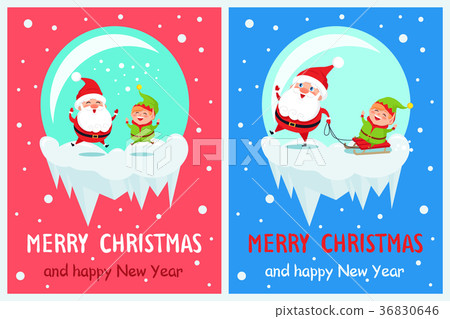 Merry Christmas Jumping Santa Vector Illustration Merry Christmas Jumping Santa Vector Illustration 36830646