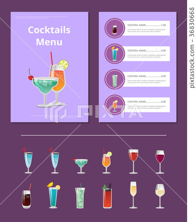 Cocktail Menu Advertisement Poster with Prices Cocktail Menu Advertisement Poster with Prices 36830668