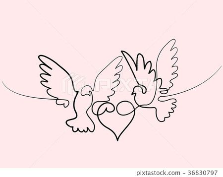 Flying two pigeons with heart logo 36830797