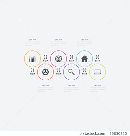Infographics template 6 options with circle 36830850