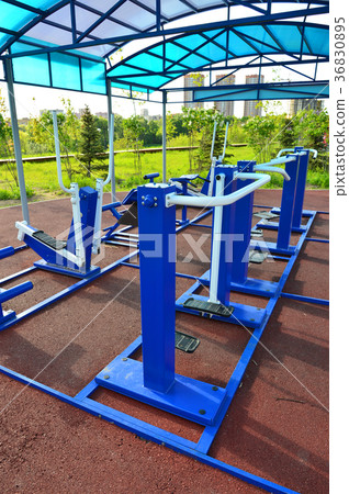 outdoor fitness equipment in Moscow. Russia outdoor fitness equipment in Moscow. Russia 36830895