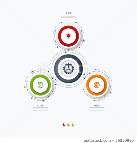 Infographics template 3 options with circle 36830950