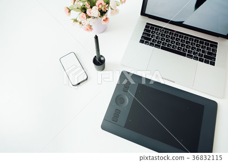 Workspace of professional retoucher. Workspace of professional retoucher. 36832115