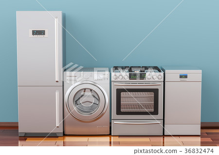 Washing machine, gas stove, fridge and dishwasher Washing machine, gas stove, fridge and dishwasher 36832474