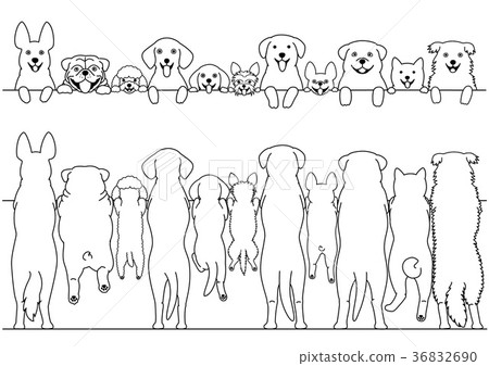 Set of border of dogs who stood up Set of border of dogs who stood up 36832690