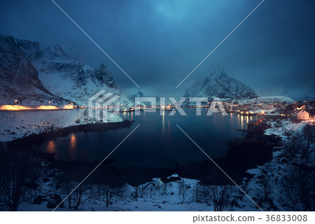 sunset in Reine Village, Lofoten Islands, Norway sunset in Reine Village, Lofoten Islands, Norway 36833008