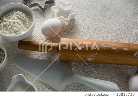 Gingerbread cookies ingredients on a table Gingerbread cookies ingredients on a table 36835736