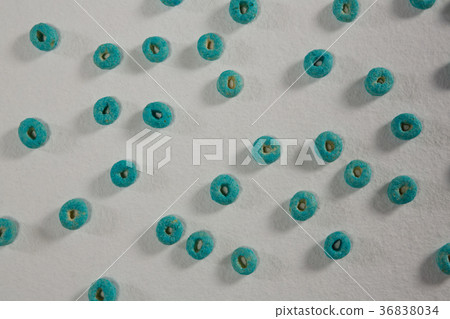 Froot loops arranged on white background 36838034