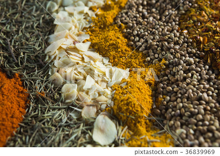 Various type spices on plate Various type spices on plate 36839969