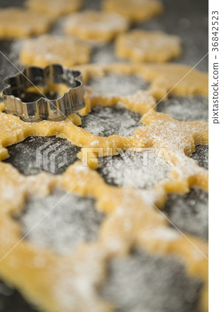 Flower shape mould on dough Flower shape mould on dough 36842523