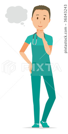 Imagine a male doctor wearing a green scrub 36843243