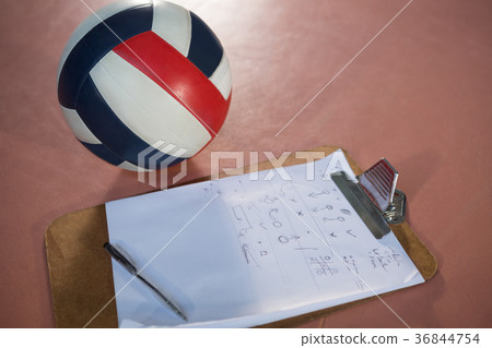 Volleyball and clipboard in the court 36844754