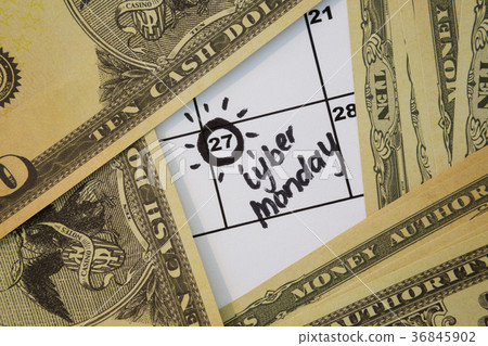 Bank note and calendar with marked date Bank note and calendar with marked date 36845902