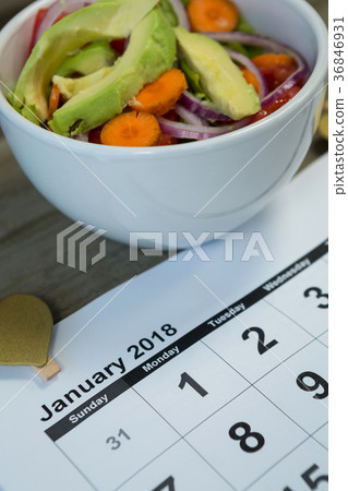 Calendar with new year resolution and diet food Calendar with new year resolution and diet food 36846931