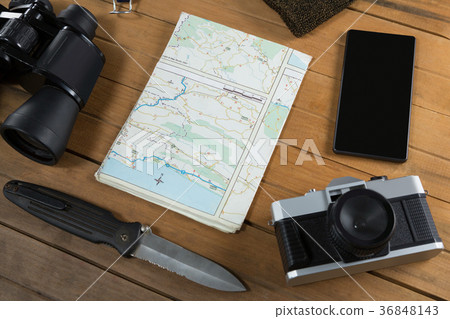 Various equipment on wooden floor 36848143