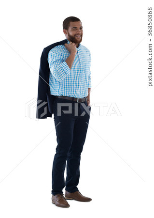 Male executive posing against white background 36850868