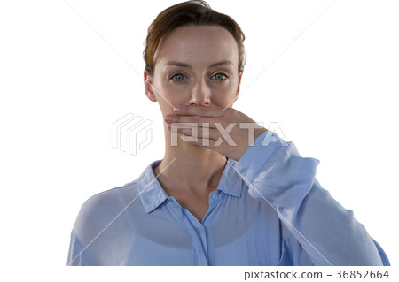 Female executive covering her mouth 36852664