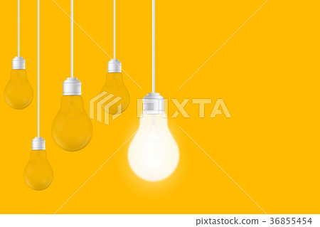 Creative vector of isolated light bulbs on yellow Creative vector of isolated light bulbs on yellow 36855454