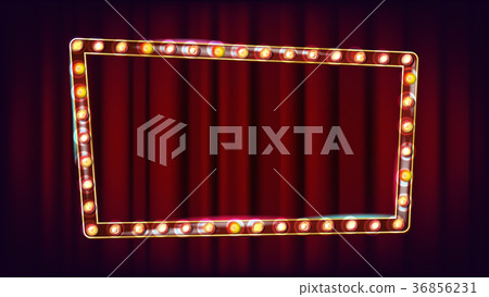 Retro Billboard Vector. Shining Light Sign Board 36856231