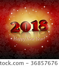 New 2018 Year greeting on red background 36857676