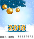 New 2018 Year numbers and Christmas decoration 36857678