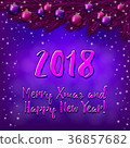 Purple christmas background with purple baubles 36857682