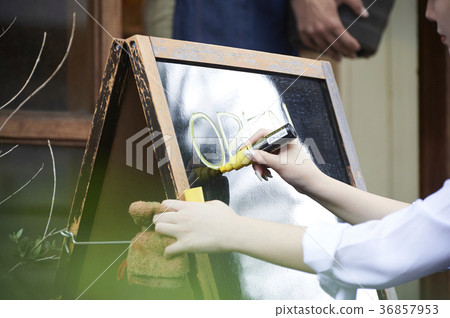 Staff preparing to open a cafe 36857953