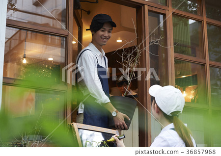 Staff preparing to open a cafe 36857968