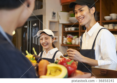 Cafe preparing staff Vegetable stocking Cafe preparing staff Vegetable stocking 36858141