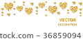 Golden hearts frame, border. Vector glitter 36859094