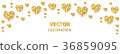Golden hearts frame, border. Vector glitter 36859095