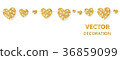 Golden hearts frame, seamless border. Vector 36859099