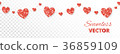 Red hearts frame, seamless border. Vector glitter 36859109