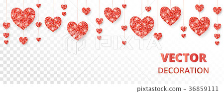 Red hearts frame, border. Vector glitter isolated 36859111