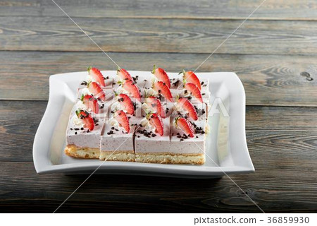 Strawberry souffle set decorated with grated 36859930