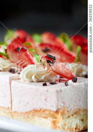 Strawberry souffle dessert,decorated with whipped 36859932
