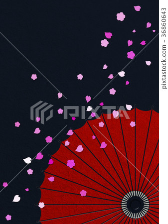 Japanese modern illustration (Japanese umbrella, black, cherry blossom) Japanese modern illustration (Japanese umbrella, black, cherry blossom) 36860643