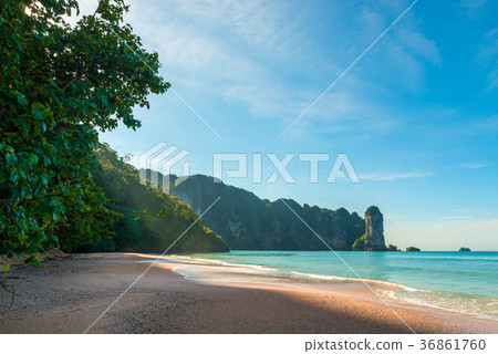 dawn on the beach of Krabi resort in Thailand dawn on the beach of Krabi resort in Thailand 36861760
