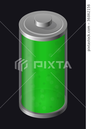 Transparent Glass Battery. Green Color 36862156