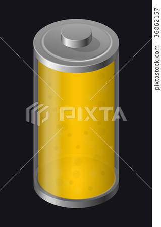 Transparent Glass Battery. Yellow Color 36862157